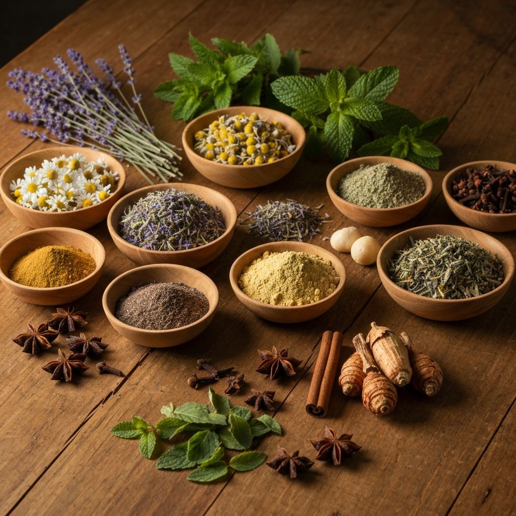 Arrangement of natural herbs and spices