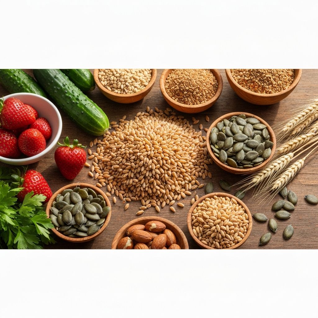 Fresh fruits, vegetables, grains and nuts